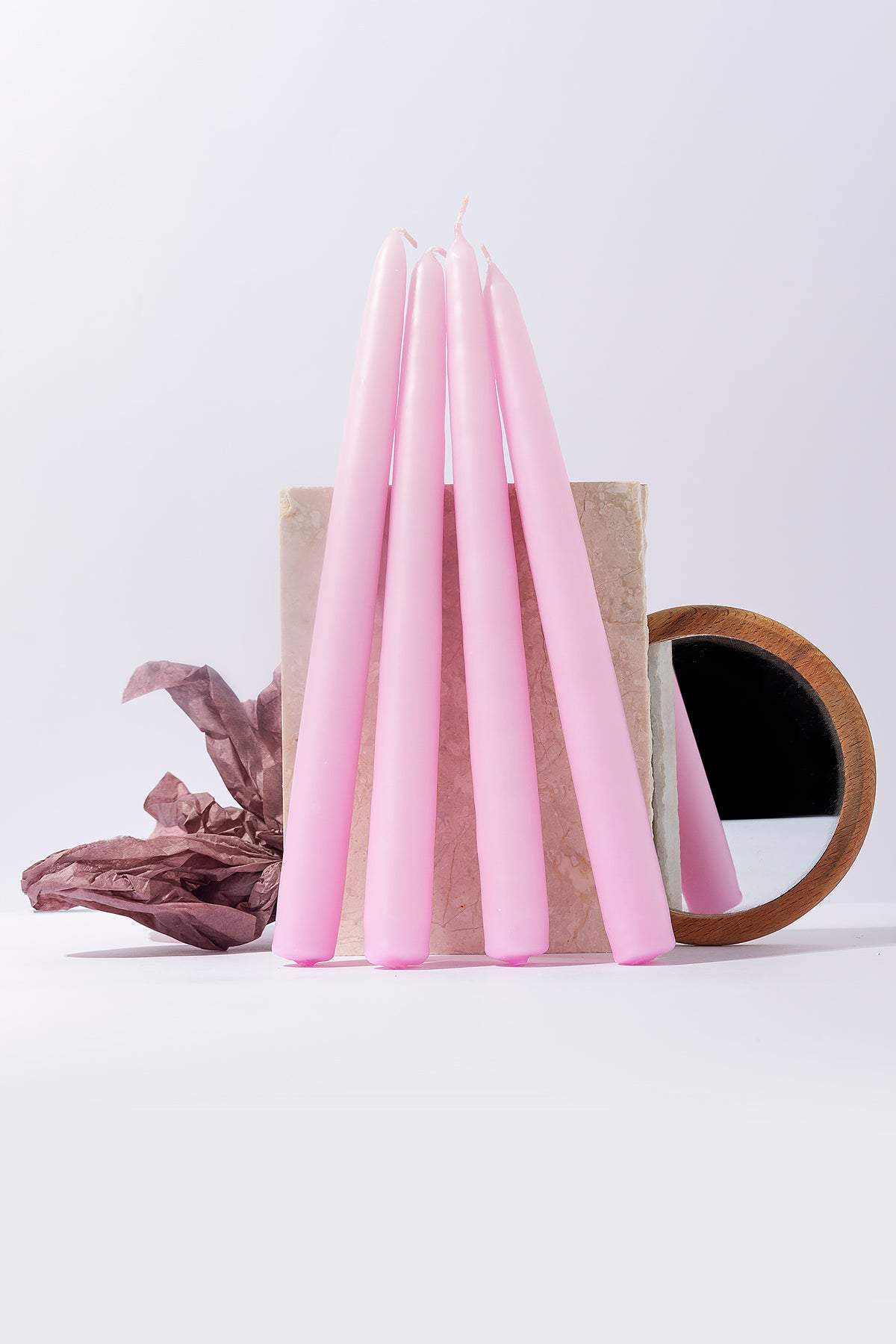 dörtlü mum pembe