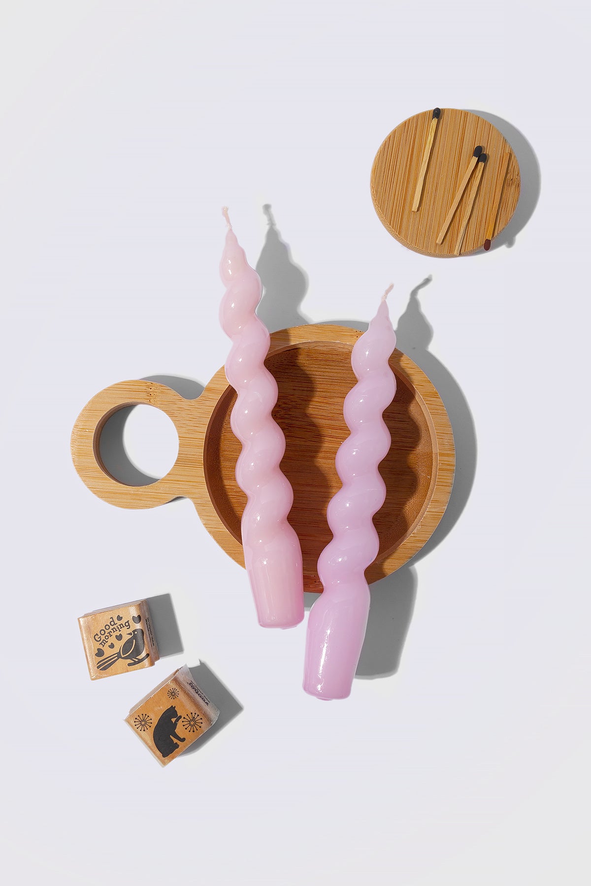 ikili spiralı mum pembe